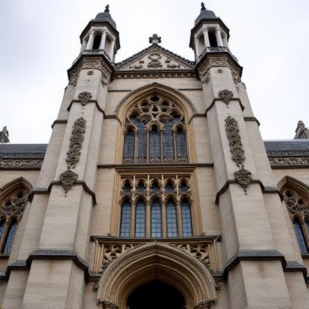 The Royal Courts of Justice building in London symbolizing legal authority